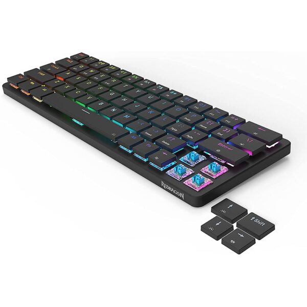 REDRAGON ELISE PRO Low Profile 63 Key 60 Blue SW RGB Wireless Mechanical Gaming Keyboard K624P KBS 3