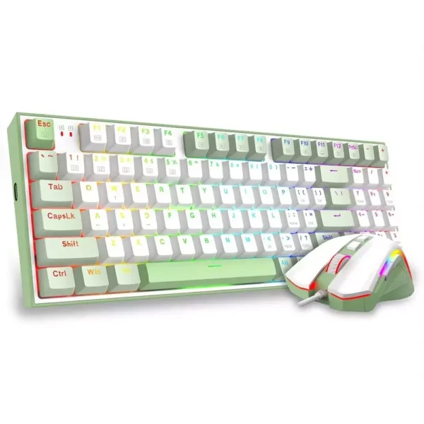 Open Box REDRAGON ULTIMATE GAMING RIG Brown SW RGB Mechaincal Gaming Keyboard/Mouse S134 COMBO BN SW -White/Green - Image 3