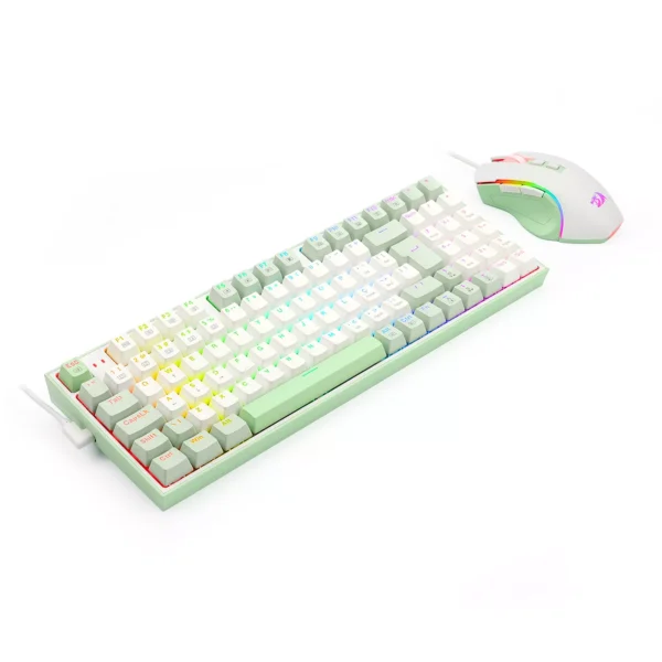 Open Box REDRAGON ULTIMATE GAMING RIG Brown SW RGB Mechaincal Gaming Keyboard/Mouse S134 COMBO BN SW -White/Green - Image 2