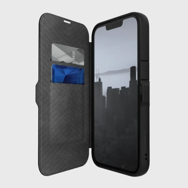 iPhone13 iPhone14 X Doria Urban Folio Flip Case Black 2