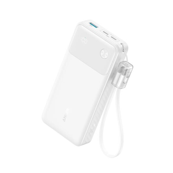 Anker A1384H21 30W 3-Port (2xUSB-C + 1xUSB-A) 20000mAh Digital Display Power Bank -White