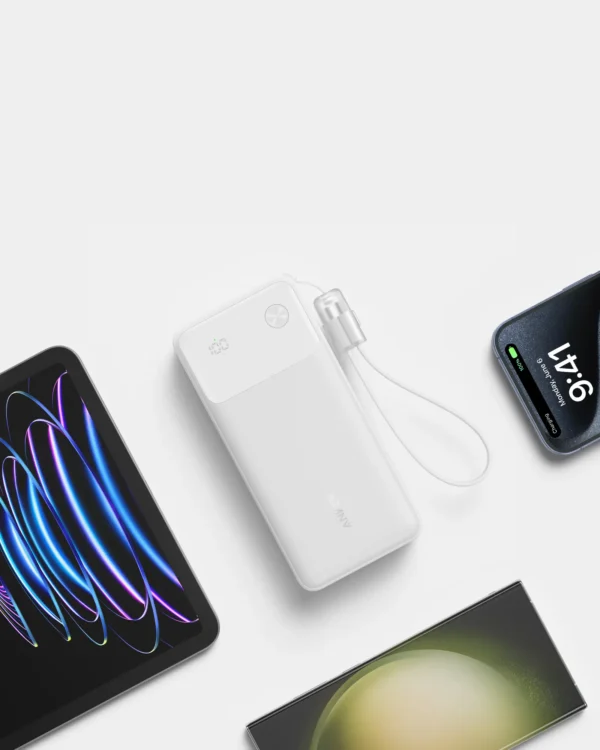 Anker A1384H21 30W 3-Port (2xUSB-C + 1xUSB-A) 20000mAh Digital Display Power Bank -White - Image 4