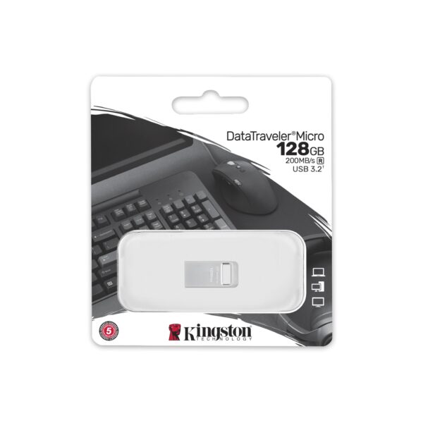 Kingston DTMC3G2/128GB DataTraveler Micro 128GB 200MB/s USB3.2 Flash Drive - Image 3