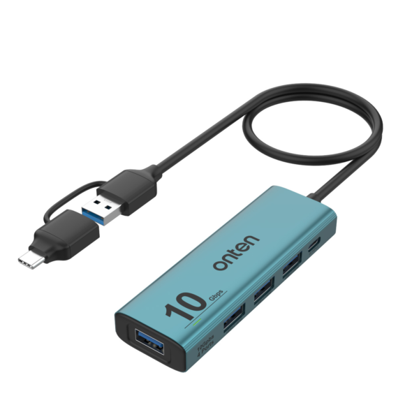 Onten OTN-UCA611+ 5-in-2 USB 3.2 Gen2 4-Port 10Gbps Hub