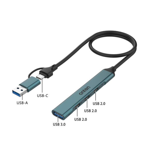 Onten OTN-UCA9703 USB-C and USB-A 3.0 4-Port Hub - Image 2