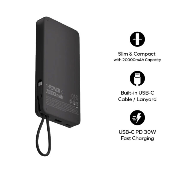 momax IP153W 1 Power X 20000mAh 30W Battery Pack with Built in USB C Cable 5