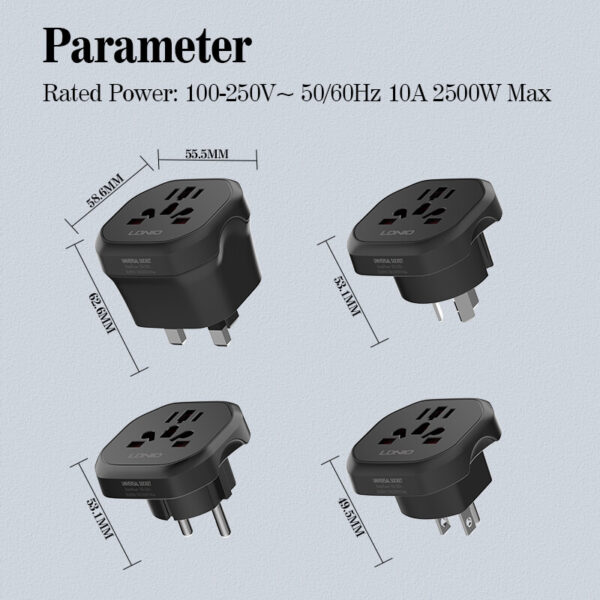 LDNIO Z7 2500W Universal Adapter -Black - Image 4