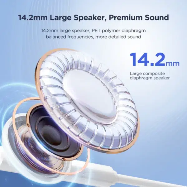 Open Box Joyroom JR-EC05 Type-c Wired EarPhone -White - Image 5