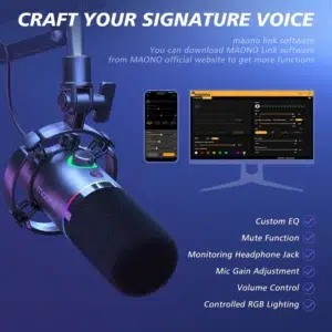 maono USBXLR Podcast Dynamic Microphone Boom Arm Bundle PD200X 8