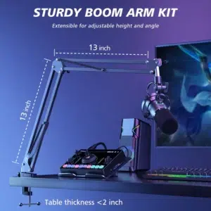 maono USBXLR Podcast Dynamic Microphone Boom Arm Bundle PD200X 9