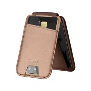 momax SR29L2 1-Wallet Magnetic Stand Card Holder Vegan Leather -Titanium