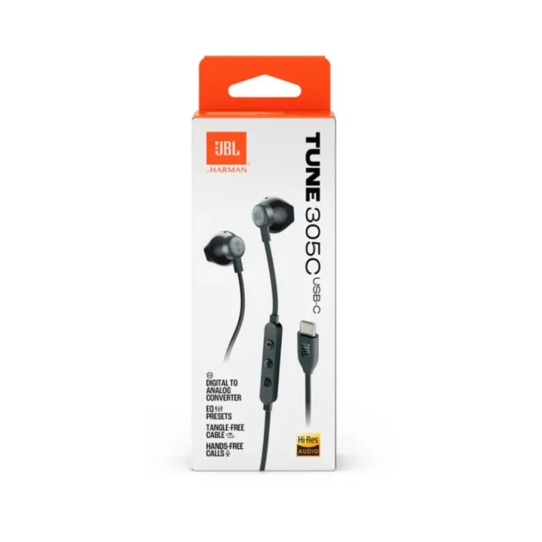 JBL TUNE 305C USB-C Wired Earphone (Black) - Image 4