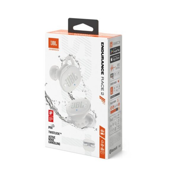 JBL ENDURANCE RACE 2 Twistlock Active Noise Cancelling Wireless Earbuds -White - Image 8