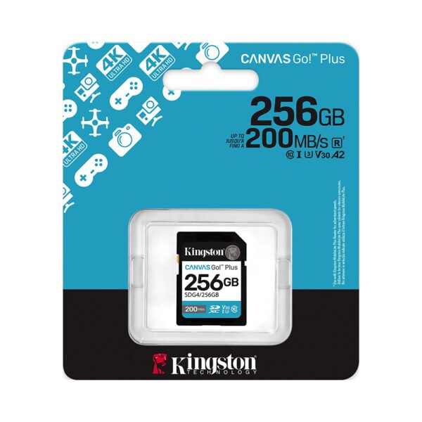 Kingston SDG4/256GB CANVAS Go Plus 256GB 200MB/S SD Card - Image 2