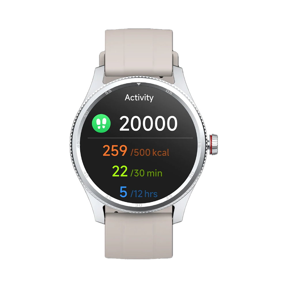momax SW2SL 1-Wear Round Smart Watch (Silver/Beige)