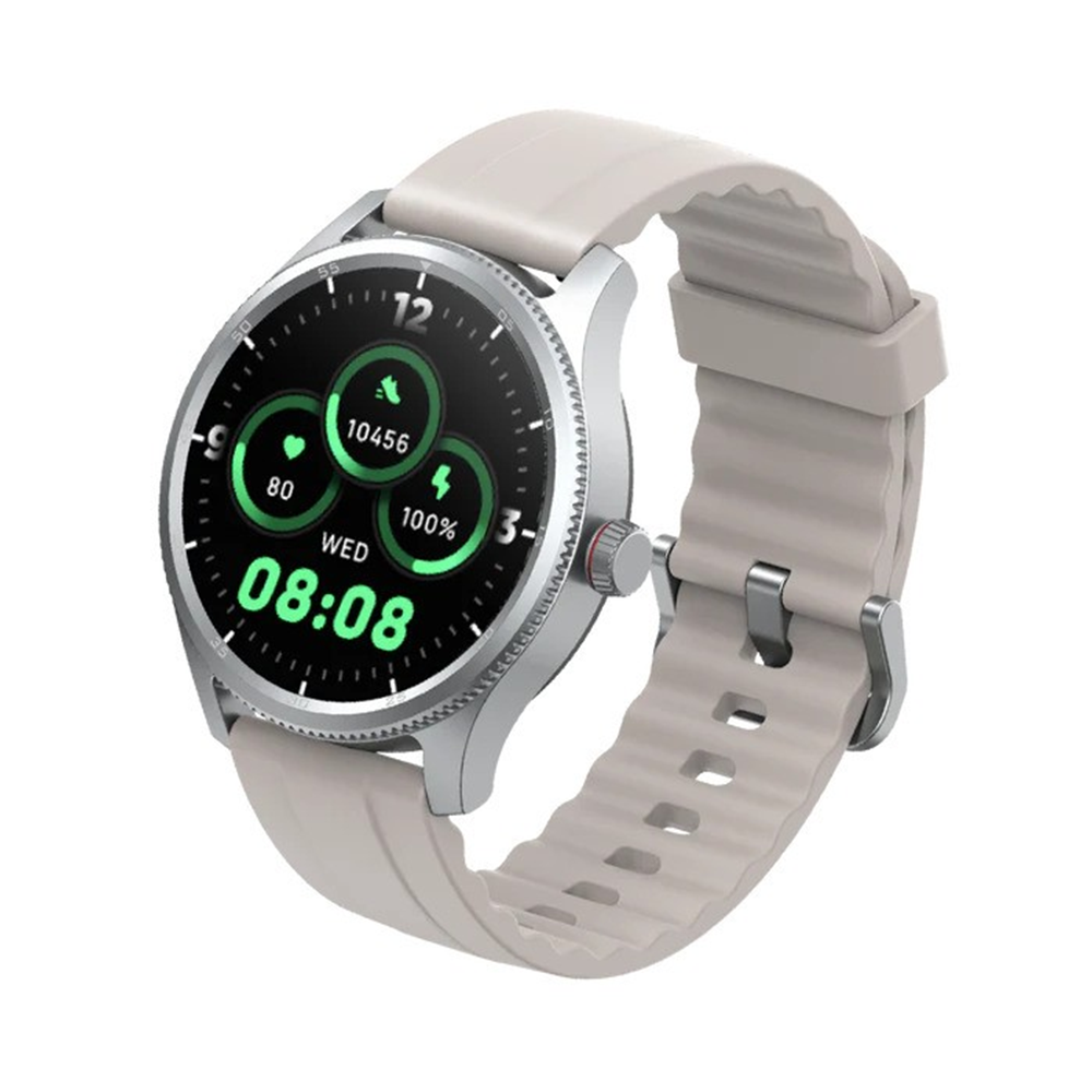 momax SW2SL 1-Wear Round Smart Watch (Silver/Beige) - Image 3