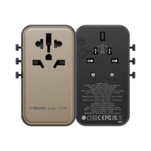 momax UA15GSD 1-World 120W GaN 4Port (3xUSB-C+1xUSB-A) + 1xAC Travel Adapter with USB-C to USB-C 100W Cable (Titanium Chroma) - Image 2