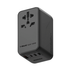 momax UA16GSD 1-World 140W GaN 4Port (3xUSB-C+1xUSB-A) + 1xAC Travel Adapter with USB-C to USB-C 140W Cable (Black)