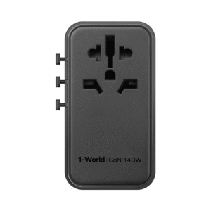 Alternative view of momax UA16GSD 1-World 140W GaN 4Port (3xUSB-C+1xUSB-A) + 1xAC Travel Adapter with USB-C to USB-C 140W Cable (Black)
