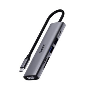 RAPOO XD61 6-in-1 USB-C 100W 60Hz 4K 5Gbps Multifunction Docking Station (Silvery Grey)