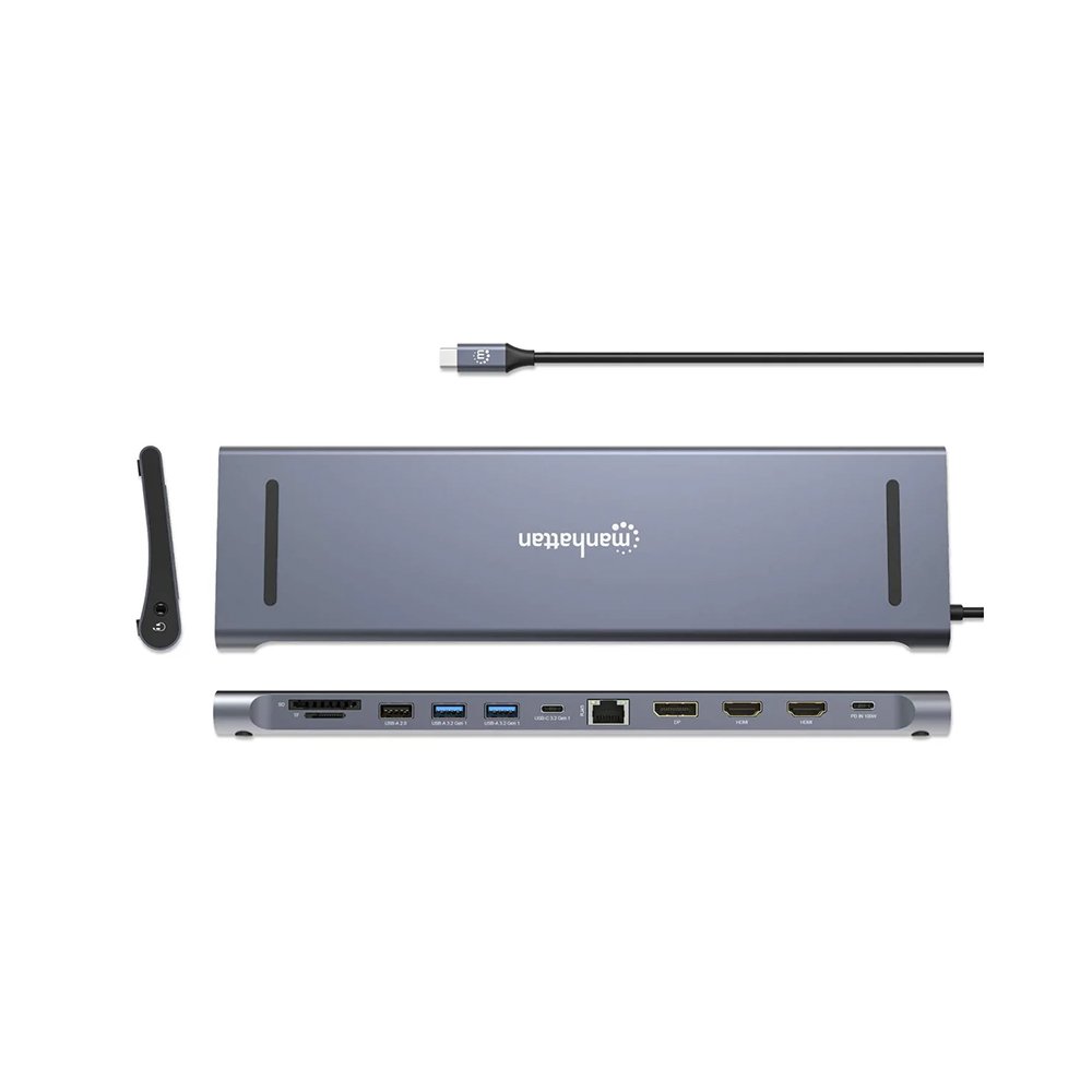 manhattan 190305 CV379 100W USB-C PD 12-in-1 Triple Monitor 4K Docking Station / Multiport Hub - Image 2
