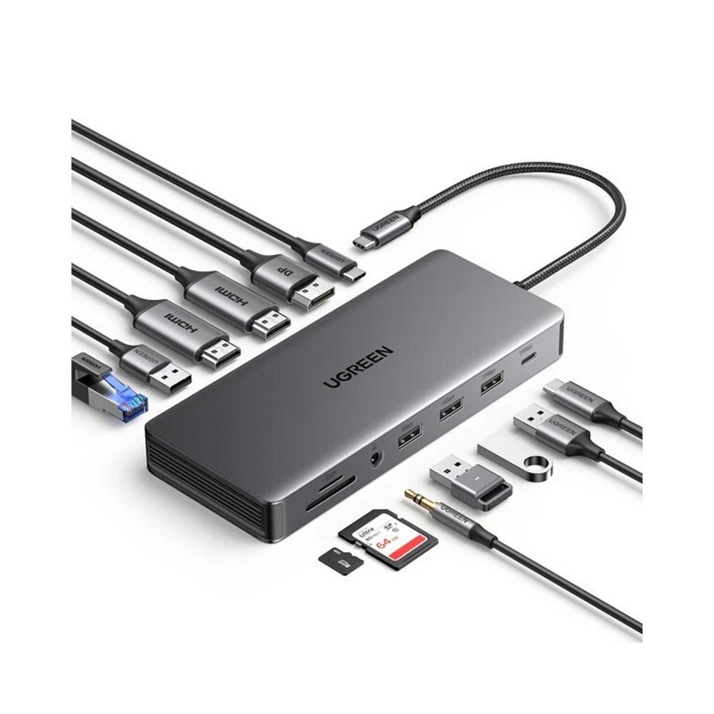 UGREEN 15978 CM681 13-in-1 USB-C Multifunction Adapter Hub 4K 60Hz 10Gbps 100W (Grey) - Image 2
