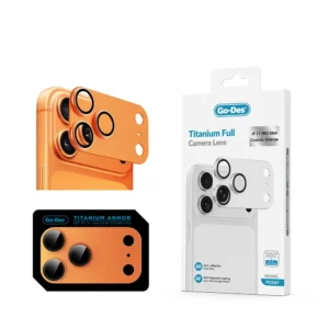 iPhone17ProMax- Go-Des GD-FC007 Titanium Armor 360° Camera Lens Screen Protector (Orange)