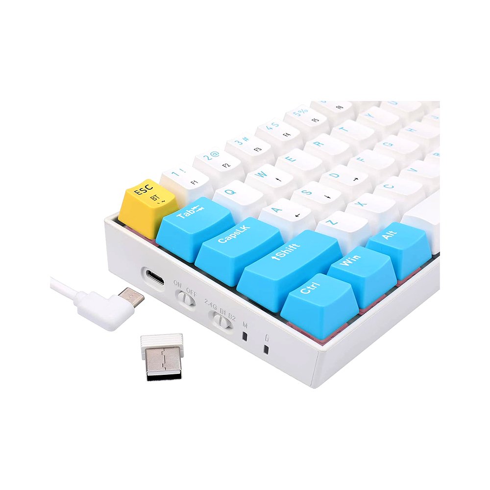 REDRAGON DRACONIC PRO White SW Bullet-B 60% 3-Modes RGB Mechanical Gaming Keyboard K530W-RGB-PRO (White/Blue) - Image 5