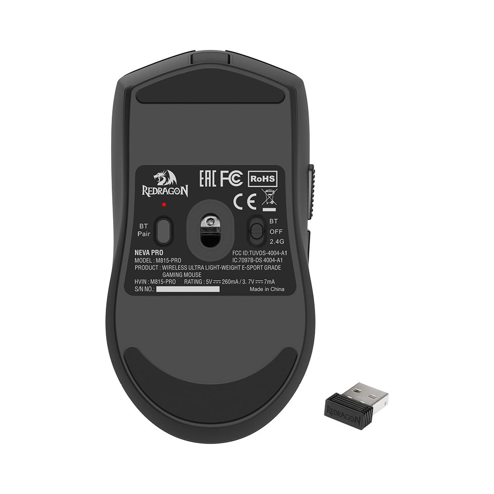 REDRAGON NEVA PRO 3-Modes Connection Ultra Light-Weight E-SPORTS Gaming Mouse M815-PRO (Black) - Image 4
