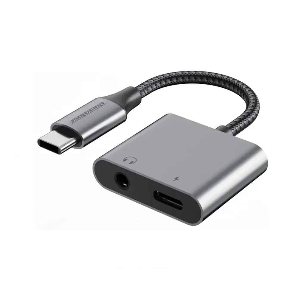 ROCKROSE RROGN02AC NEXUS AC USB-C to (USB-C/3.5mm) Audio Adapter (Black)