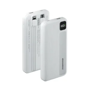 ROCKROSE RRPB46W POWERLINK 10 NEO 10000mAh 20W PD/22.5W Quick Charge Power Bank with Built-in Lightning/USB-C Cable (White)