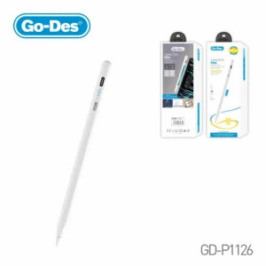 Go-Des GD-P1216 Anti-contact Functional AI Pen White with Palm Rejection, Tilt Sensitivity, Magnetic Attachment, USB-C Fast Charging, and High-Precision Stylus Tip for Tablets and Smartphones