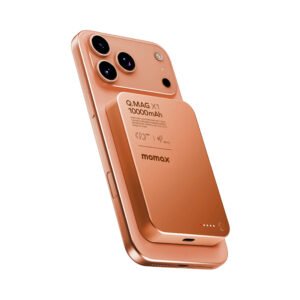 momax IP117AM Q.MAG X1 10000mAh 15W Magnetic Wireless Battery Pack 13mm Ultra Slim (Orange) - Image 4