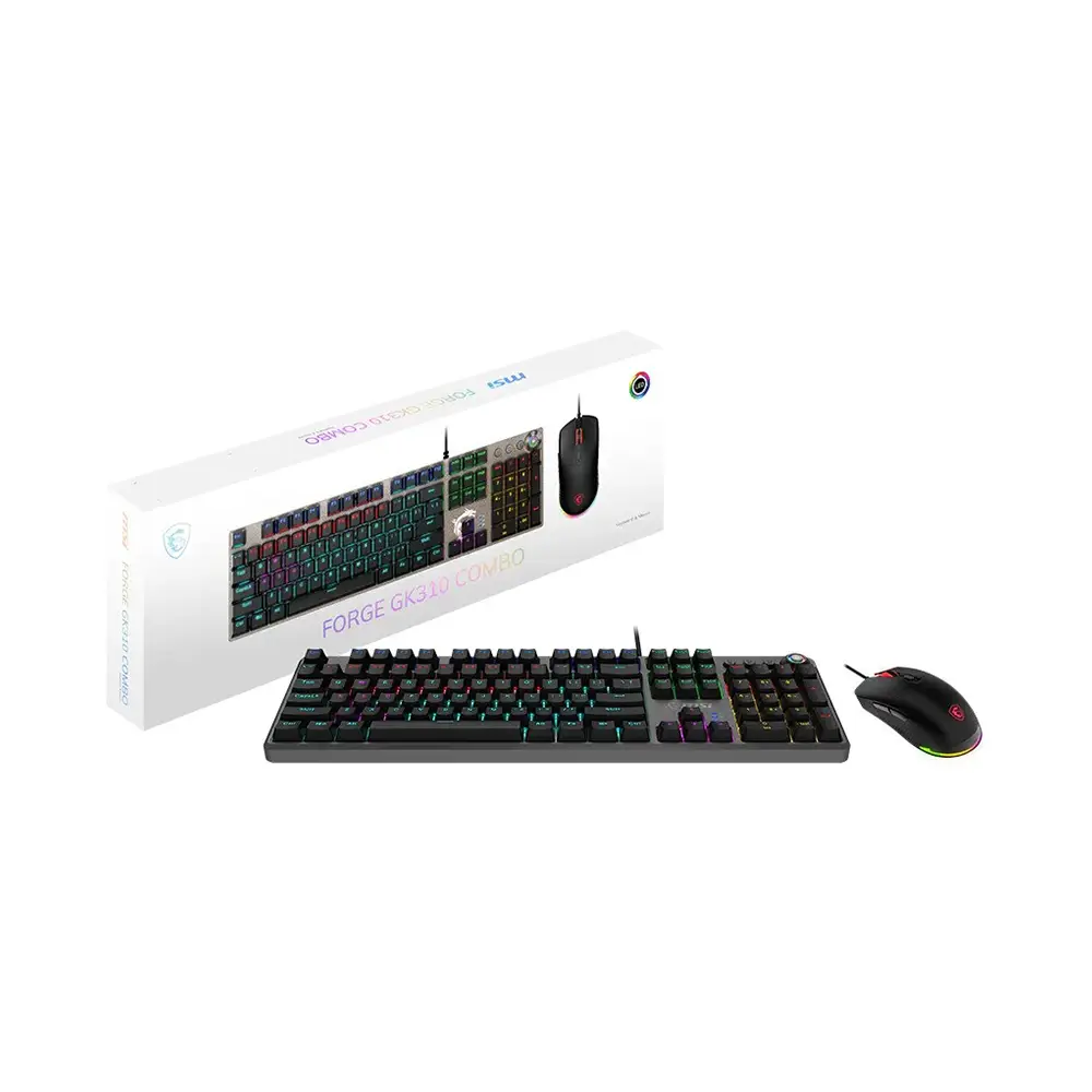 msi FORGE GK310 COMBO AR Layout Wired Red Backlit Gaming Keyboard and Mouse (Black) - Image 4