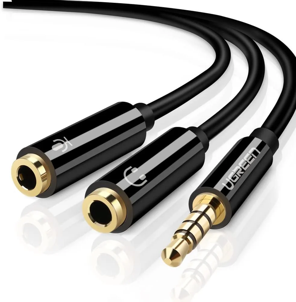 UGREEN 30620 3.5mm Male to 2x Female Audio Cable ABS Case Black