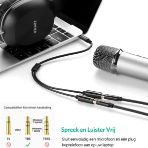 UGREEN 30620 3.5mm Male to 2x Female Audio Cable ABS Case (Black) - Image 3