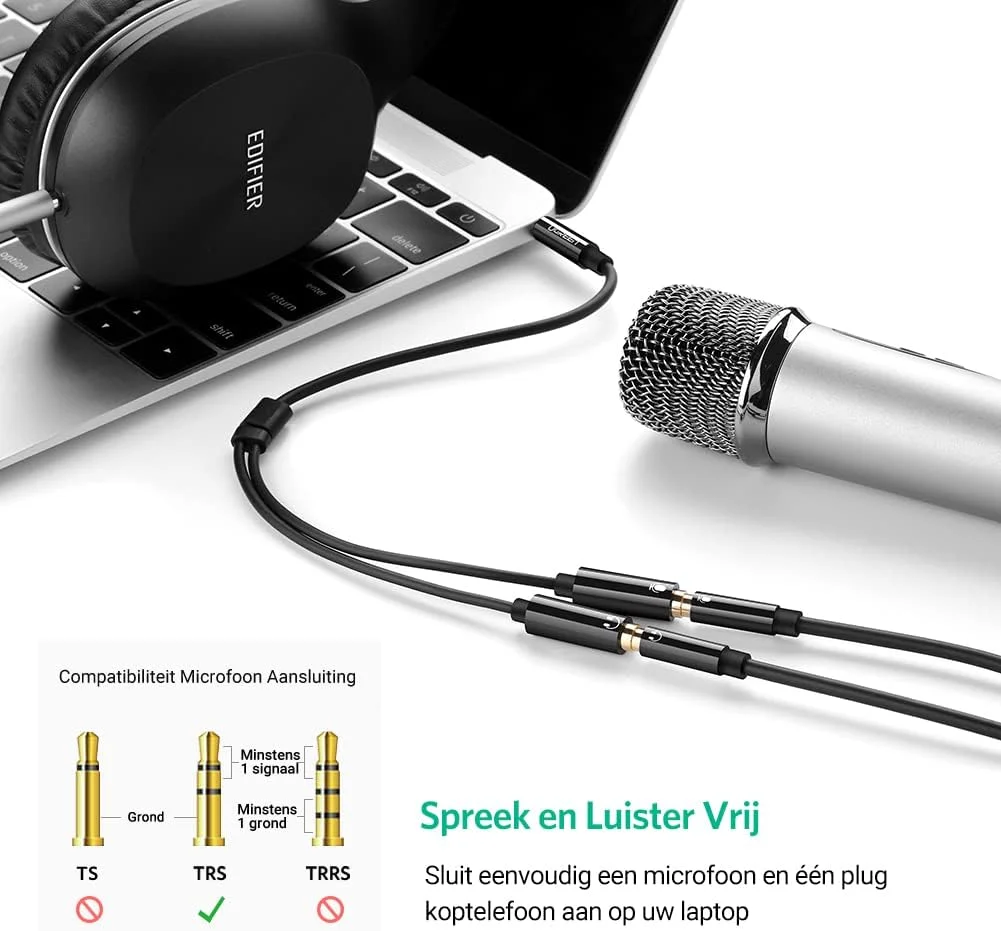 UGREEN 30620 3.5mm Male to 2x Female Audio Cable ABS Case (Black) - Image 3