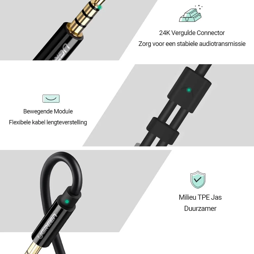 UGREEN 30620 3.5mm Male to 2x Female Audio Cable ABS Case (Black) - Image 6