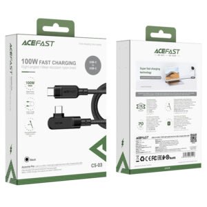 ACEFAST C5-03 USB-C to USB-C 100W Right Angle Charging Cable 2.0m (Black) - Image 5
