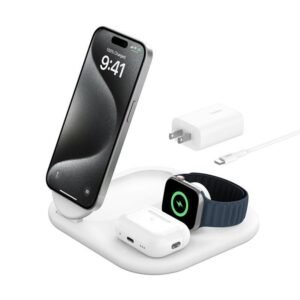 Alternative view of belkin BoostCharge 15W 3-in-1 Magnetic Foldable Charger WIZ029vfWH (White)