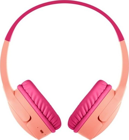 Belkin SoundForm Mini Wireless On-Ear Headphones for Kids AUD002btPK Pink with 85dB Volume Limiter, Bluetooth Connectivity, Built-in Microphone, 30 Hours Battery Life, and Comfortable Kid-Friendly Design