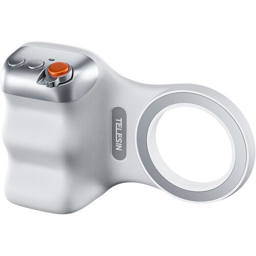 Earldom ET-ZP37 Fun Shot Magnetic Grip White with Bluetooth Remote Shutter, MagSafe-Compatible Magnetic Mount, Zoom Control, USB-C Rechargeable Battery, and Ergonomic Camera-Style Design for Smartphones.
