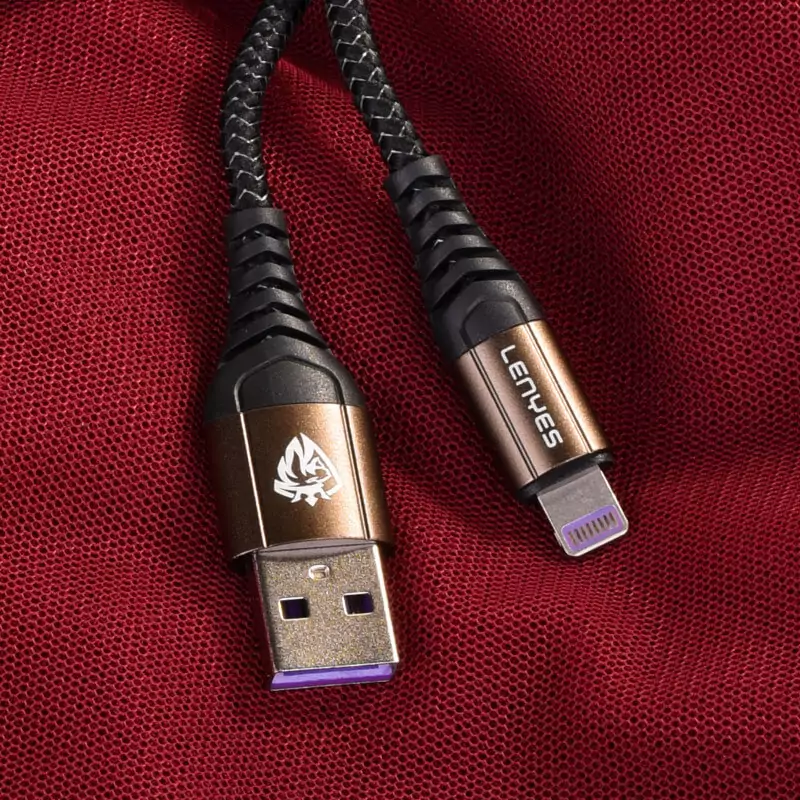 LENYES LC942-I 3A USB-A to Lightning Data Cable 1.0m (Black) - Image 3
