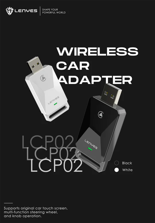 LENYES LCP02 Wireless Car Play/Android Auto Adapter (Black) - Image 3