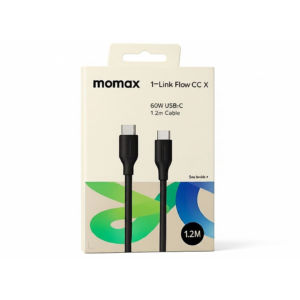 Alternative view of momax DC23D 1-Link Flow CCX 60W USB-C to USB-C Charging Cable 1.2m (Black)