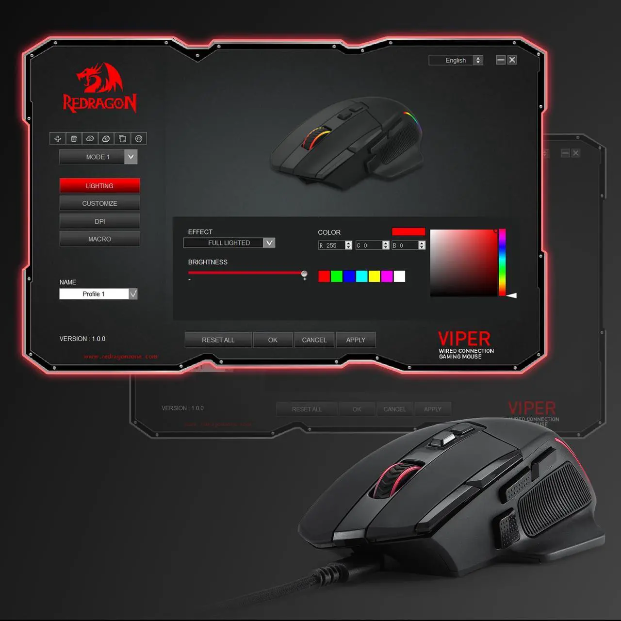 REDRAGON VIPER Wired RGB Gaming Mouse M925 (Black) - Image 7