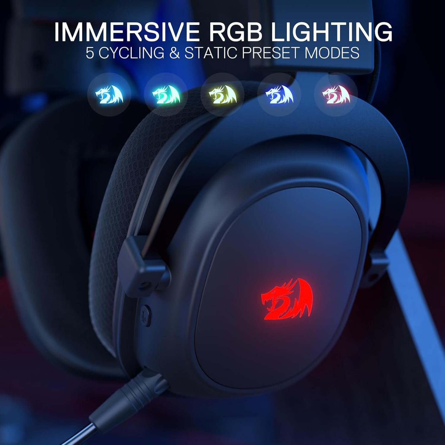 REDRAGON ZEUS PRO RGB Wireless 7.1 Surround Sound Gaming Headset H510-PRO (Black) - Image 5