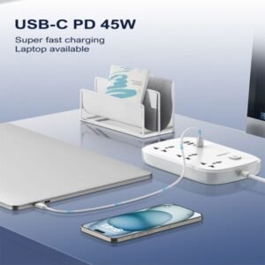 LDNIO SC6 (3xAC Sockets + 2xUSB-C Ports + 2xUSB-A Ports ) 3250W 2.0m Power Strip (White) - Image 5