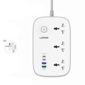 LDNIO SC6 (3xAC Sockets + 2xUSB-C Ports + 2xUSB-A Ports ) 3250W 2.0m Power Strip (White) - Image 7