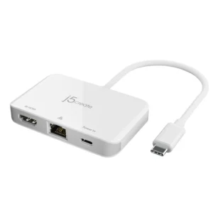 j5create JCA351 USB-C to HDMI Ethernet Adapter White